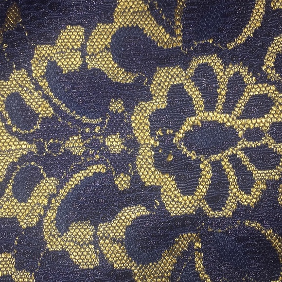 NWT navy and gold lace skirt with a ruffle hem. - Picture 3 of 5